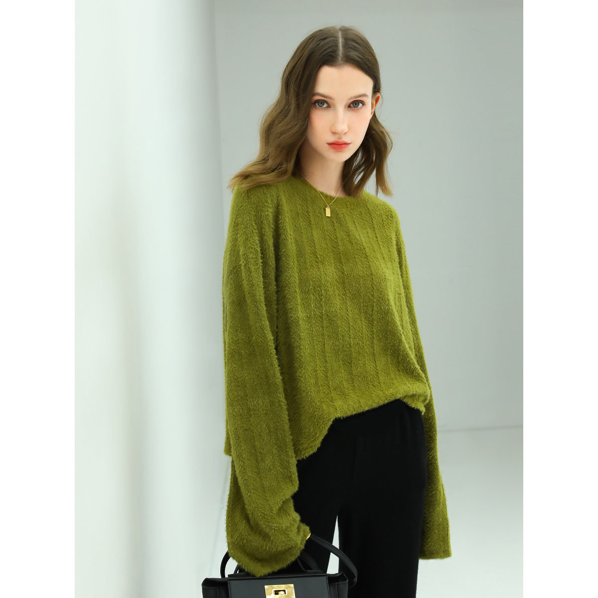 Baggy Mania Trumpet Sleeved Textured Stripe Knit Top