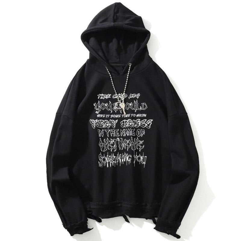 Baggy Mania Punk Letter Hipster Cozy Baggy Hooded Pullover Couple Streetwear