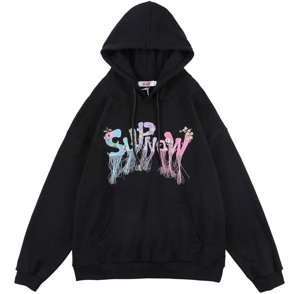 Baggy Mania Hoodie Flowers Embroidery