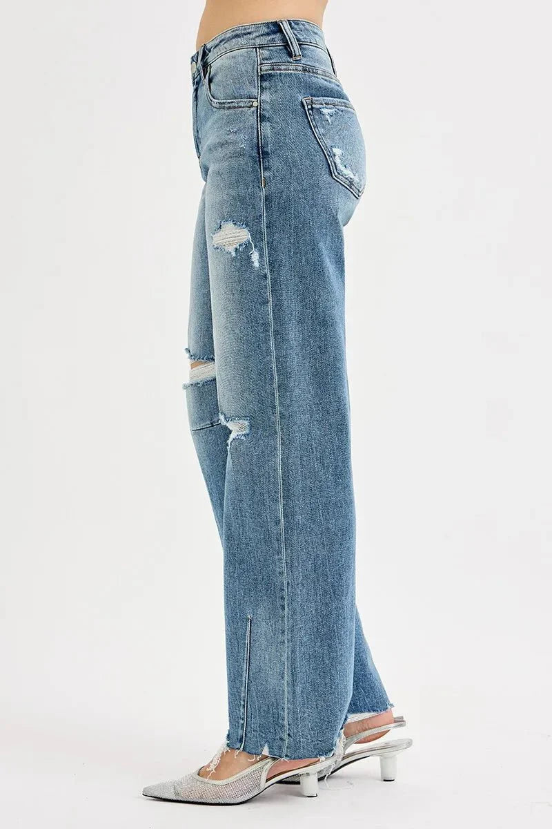 Baggy Mania Wide Baggy Leg Tie Washed Jeans