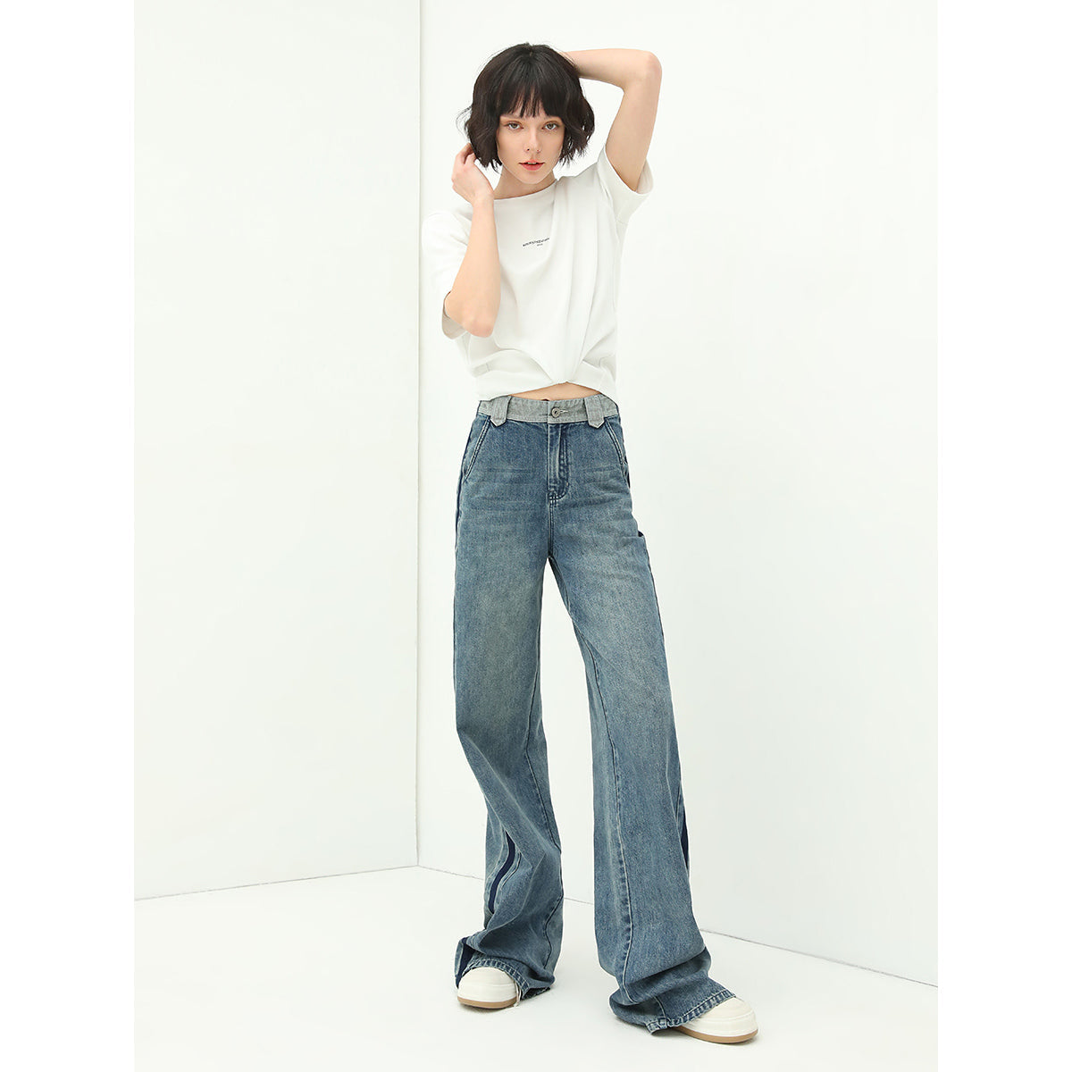 Baggy Mania Washed Flared Blue Jeans