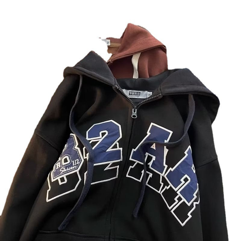 Long Sleeve Jacket Baseball Collar Baggy Coat