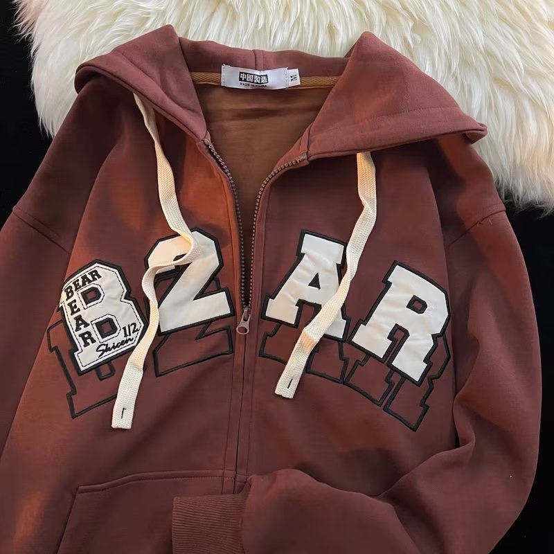 Long Sleeve Jacket Baseball Collar Baggy Coat