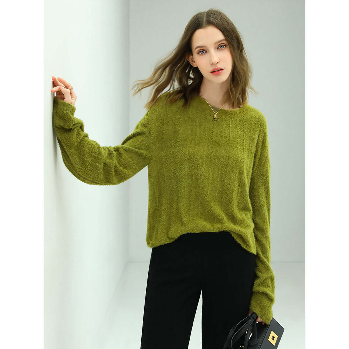 Baggy Mania Trumpet Sleeved Textured Stripe Knit Top