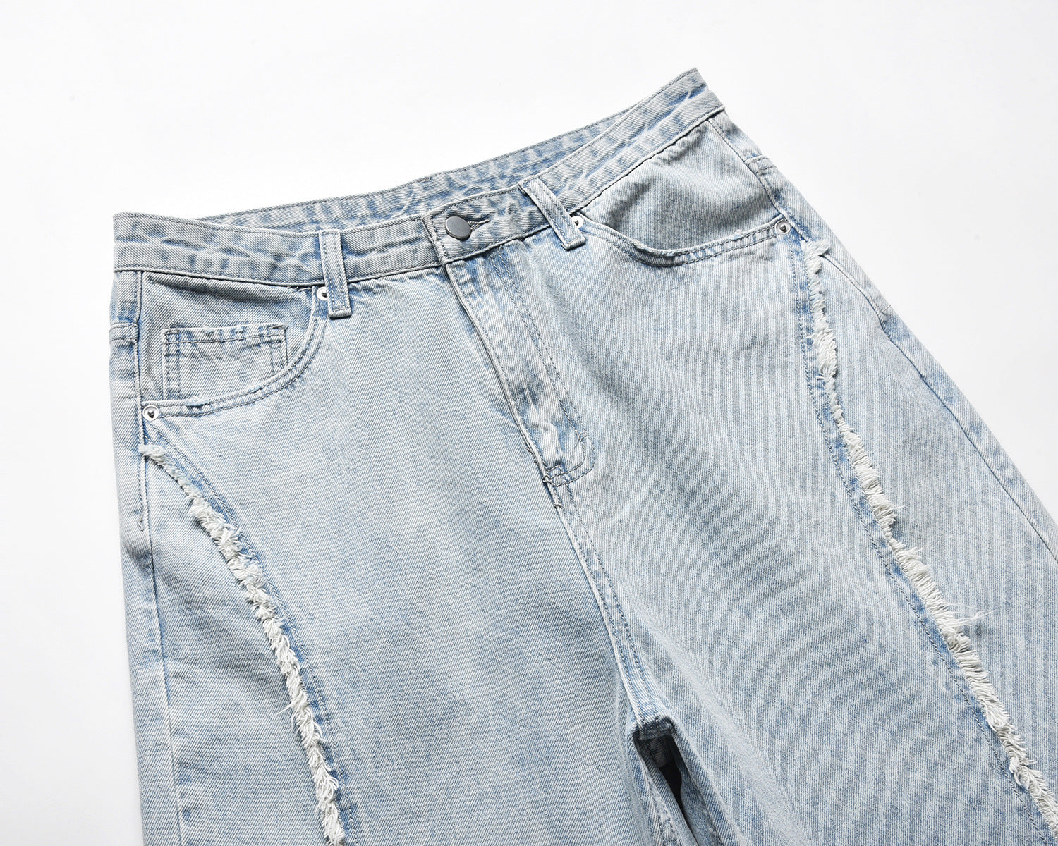 Ripped Frayed Stitching Baggy Pants Jeans