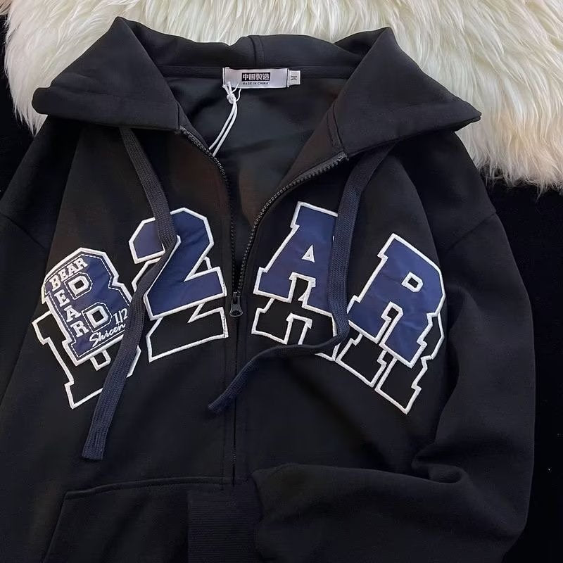 Long Sleeve Jacket Baseball Collar Baggy Coat