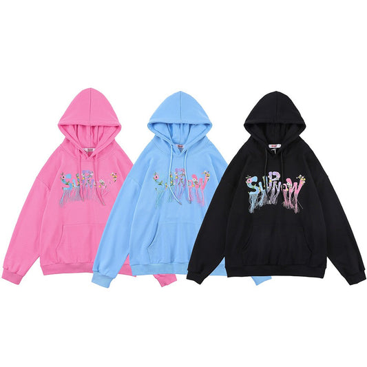 Baggy Mania Hoodie Flowers Embroidery