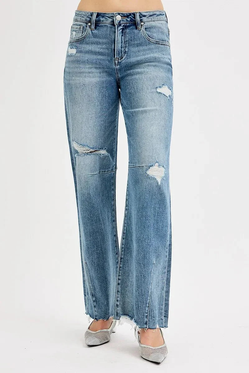 Baggy Mania Wide Baggy Leg Tie Washed Jeans