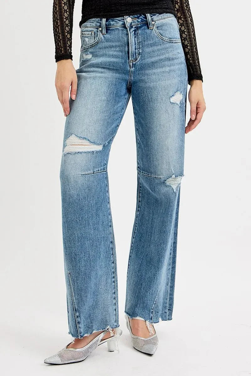 Baggy Mania Wide Baggy Leg Tie Washed Jeans