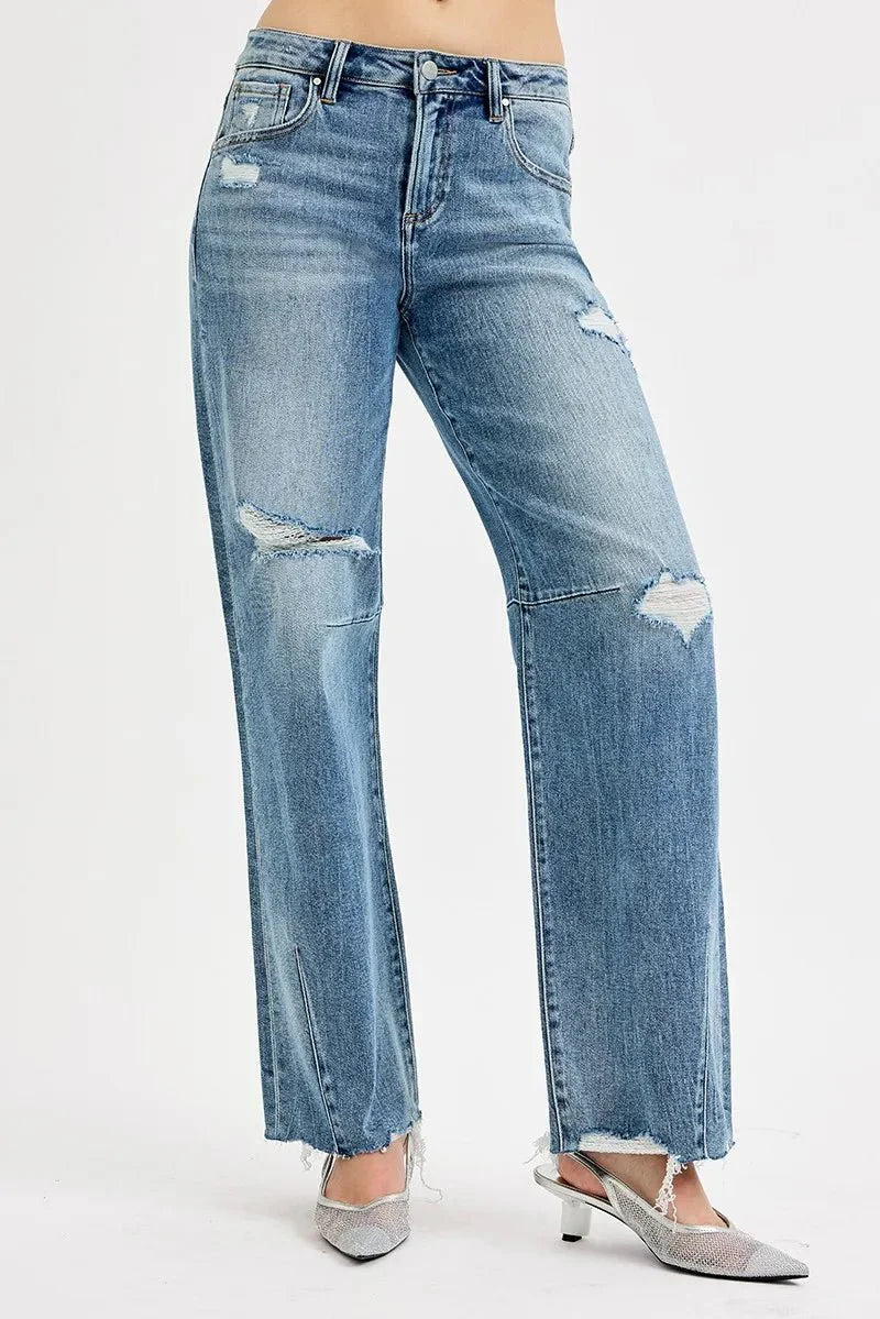 Baggy Mania Wide Baggy Leg Tie Washed Jeans